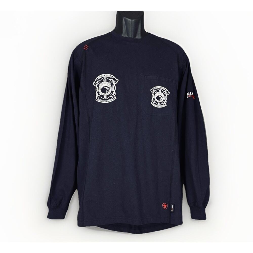 ARIAT WORK FR Air Crew Long Sleeve SM‎ Blue Confederated Tribes Grand Ronde ER
